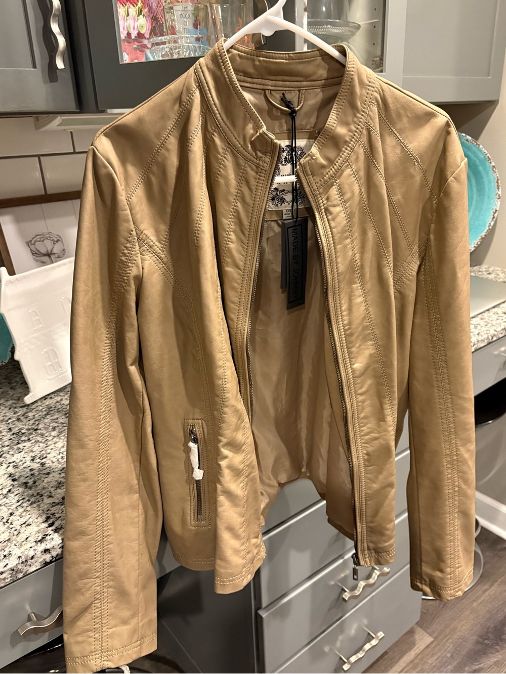 By Johnny Tan Faux Leather Zip-Front Jacket